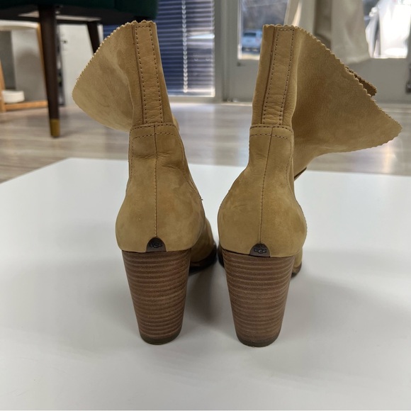 UGG Thames Nubuck Suede Leather Foldover Heeled Ankle Boots Bootie Size 10 Tan - Picture 9 of 14